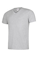 Uneek - Unisex Classic V Neck T-shirt - Reactive Dyed - Heather Grey - Size XS