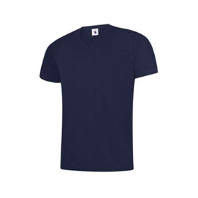 Uneek - Unisex Classic V Neck T-shirt - Reactive Dyed - Navy - Size L
