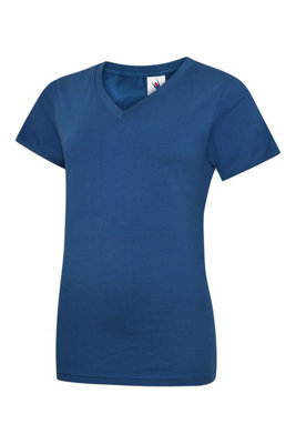 Uneek - Unisex Classic V Neck T Shirt - Reactive Dyed - Royal - Size 2XL