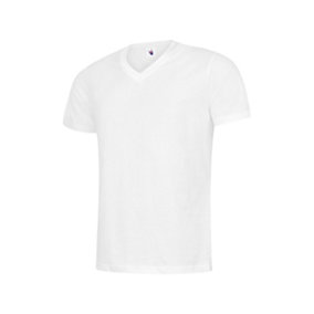 Uneek - Unisex Classic V Neck T-shirt - Reactive Dyed - White - Size 2XL
