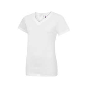 Uneek - Unisex Classic V Neck T Shirt - Reactive Dyed - White - Size 2XL
