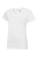 Uneek - Unisex Classic V Neck T Shirt - Reactive Dyed - White - Size XS