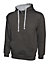 Uneek - Unisex Contrast Hooded Sweatshirt/Jumper  - 50% Polyester 50% Cotton - Charcoal/Heather Grey - Size 3XL