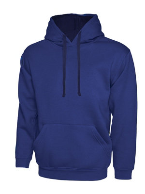 Uneek - Unisex Contrast Hooded Sweatshirt/Jumper  - 50% Polyester 50% Cotton - Royal/Navy - Size XL