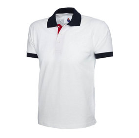 Uneek - Unisex Contrast Poloshirt - Reactive Dyed - White - Size 2XL