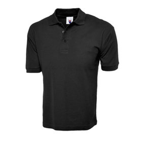 Uneek - Unisex Cotton Rich Poloshirt - 100% Cotton - Black - Size L