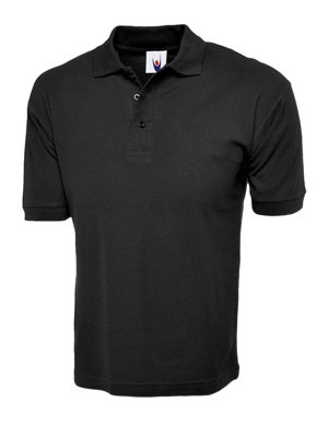 Uneek - Unisex Cotton Rich Poloshirt - 100% Cotton - Black - Size XL