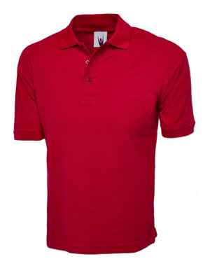 Uneek - Unisex Cotton Rich Poloshirt - 100% Cotton - Red - Size S