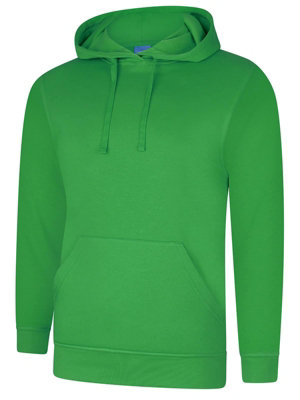 Uneek - Unisex Deluxe Hooded Sweatshirt/Jumper - 60% Ring Spun Combed Cotton 40% Polyester - Amazon Green - Size 2XL