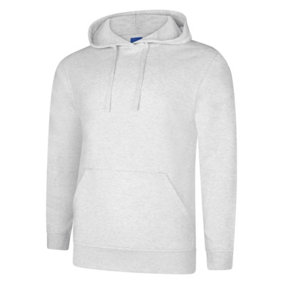 Uneek - Unisex Deluxe Hooded Sweatshirt/Jumper - 60% Ring Spun Combed Cotton 40% Polyester - Ash - Size L
