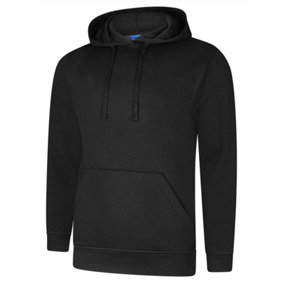 Uneek - Unisex Deluxe Hooded Sweatshirt/Jumper - 60% Ring Spun Combed Cotton 40% Polyester - Black - Size 2XL