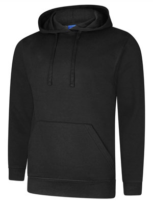 Uneek - Unisex Deluxe Hooded Sweatshirt/Jumper - 60% Ring Spun Combed Cotton 40% Polyester - Black - Size S