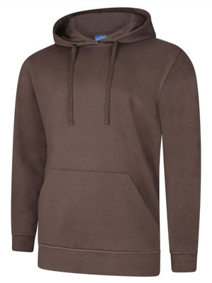 Uneek - Unisex Deluxe Hooded Sweatshirt/Jumper - 60% Ring Spun Combed Cotton 40% Polyester - Brown - Size XL
