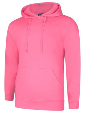 Uneek - Unisex Deluxe Hooded Sweatshirt/Jumper - 60% Ring Spun Combed Cotton 40% Polyester - Candy Floss - Size M