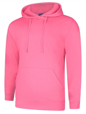 Uneek - Unisex Deluxe Hooded Sweatshirt/Jumper - 60% Ring Spun Combed Cotton 40% Polyester - Candy Floss - Size XS