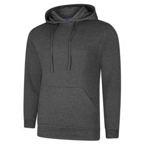 Uneek - Unisex Deluxe Hooded Sweatshirt/Jumper - 60% Ring Spun Combed Cotton 40% Polyester - Charcoal - Size 2XL