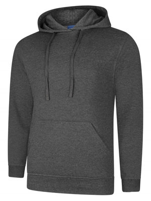 Uneek - Unisex Deluxe Hooded Sweatshirt/Jumper - 60% Ring Spun Combed Cotton 40% Polyester - Charcoal - Size 4XL