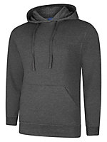Uneek - Unisex Deluxe Hooded Sweatshirt/Jumper - 60% Ring Spun Combed Cotton 40% Polyester - Charcoal - Size XS