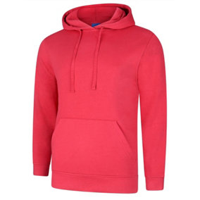 Uneek - Unisex Deluxe Hooded Sweatshirt/Jumper - 60% Ring Spun Combed Cotton 40% Polyester - Cranberry - Size 2XL