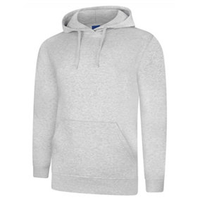 Uneek - Unisex Deluxe Hooded Sweatshirt/Jumper - 60% Ring Spun Combed Cotton 40% Polyester - Heather Grey - Size L