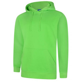 Uneek - Unisex Deluxe Hooded Sweatshirt/Jumper - 60% Ring Spun Combed Cotton 40% Polyester - Lime - Size 3XL