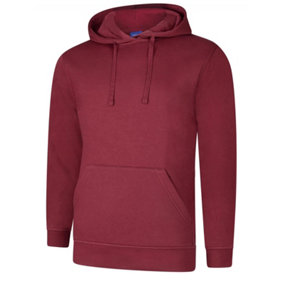 Uneek - Unisex Deluxe Hooded Sweatshirt/Jumper - 60% Ring Spun Combed Cotton 40% Polyester - Maroon - Size 2XL