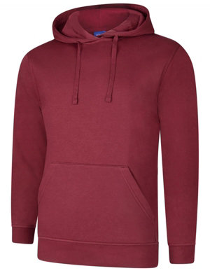 Uneek - Unisex Deluxe Hooded Sweatshirt/Jumper - 60% Ring Spun Combed Cotton 40% Polyester - Maroon - Size L