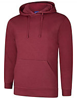 Uneek - Unisex Deluxe Hooded Sweatshirt/Jumper - 60% Ring Spun Combed Cotton 40% Polyester - Maroon - Size M
