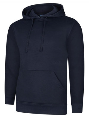 Uneek - Unisex Deluxe Hooded Sweatshirt/Jumper - 60% Ring Spun Combed Cotton 40% Polyester - Navy - Size 2XL