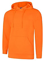 Uneek - Unisex Deluxe Hooded Sweatshirt/Jumper - 60% Ring Spun Combed Cotton 40% Polyester - Orange - Size 2XL