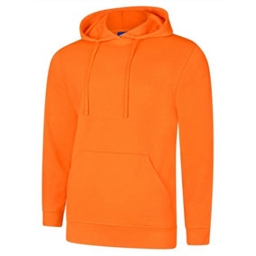 Uneek - Unisex Deluxe Hooded Sweatshirt/Jumper - 60% Ring Spun Combed Cotton 40% Polyester - Orange - Size L