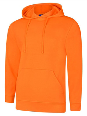 Uneek - Unisex Deluxe Hooded Sweatshirt/Jumper - 60% Ring Spun Combed Cotton 40% Polyester - Orange - Size M