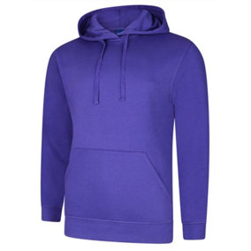 Uneek - Unisex Deluxe Hooded Sweatshirt/Jumper - 60% Ring Spun Combed Cotton 40% Polyester - Purple - Size 2XL