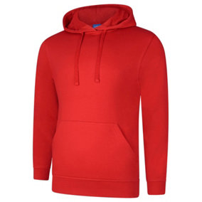 Uneek - Unisex Deluxe Hooded Sweatshirt/Jumper - 60% Ring Spun Combed Cotton 40% Polyester - Red - Size 2XL