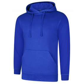 Uneek - Unisex Deluxe Hooded Sweatshirt/Jumper - 60% Ring Spun Combed Cotton 40% Polyester - Royal - Size 2XL