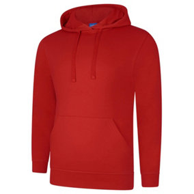 Uneek - Unisex Deluxe Hooded Sweatshirt/Jumper - 60% Ring Spun Combed Cotton 40% Polyester - Sizzling Red - Size 2XL