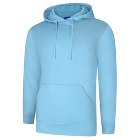 Uneek - Unisex Deluxe Hooded Sweatshirt/Jumper - 60% Ring Spun Combed Cotton 40% Polyester - Sky - Size L