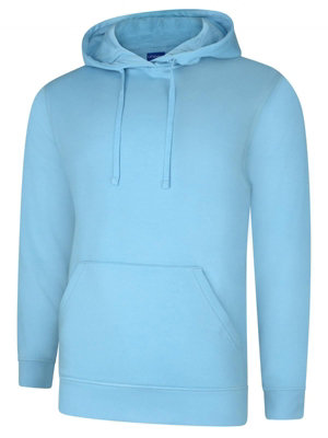 Uneek - Unisex Deluxe Hooded Sweatshirt/Jumper - 60% Ring Spun Combed Cotton 40% Polyester - Sky - Size M