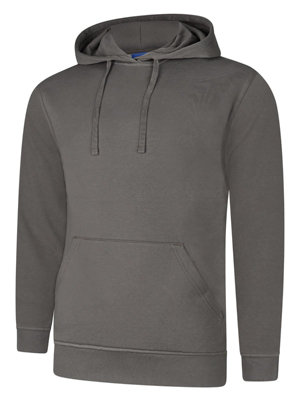 Uneek - Unisex Deluxe Hooded Sweatshirt/Jumper - 60% Ring Spun Combed Cotton 40% Polyester - Steel Grey - Size XL