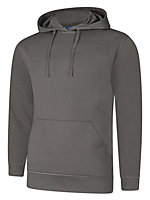 Uneek - Unisex Deluxe Hooded Sweatshirt/Jumper - 60% Ring Spun Combed Cotton 40% Polyester - Steel Grey - Size XS