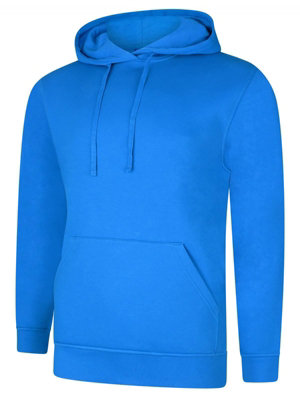 Uneek - Unisex Deluxe Hooded Sweatshirt/Jumper - 60% Ring Spun Combed Cotton 40% Polyester - Tropical Blue - Size L