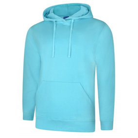 Uneek - Unisex Deluxe Hooded Sweatshirt/Jumper - 60% Ring Spun Combed Cotton 40% Polyester - Turquoise - Size 2XL