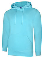 Uneek - Unisex Deluxe Hooded Sweatshirt/Jumper - 60% Ring Spun Combed Cotton 40% Polyester - Turquoise - Size XL
