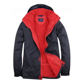 Uneek - Unisex Deluxe Outdoor Jacket - Main Fabric: 100% Polyester Waterproof Coated Fabr - Navy/Red - Size 3XL