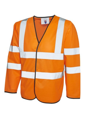 Uneek - Unisex Long Sleeve Safety Waist Coat - Long Sleeve - Orange - Size 2XL