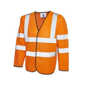 Uneek - Unisex Long Sleeve Safety Waist Coat - Long Sleeve - Orange - Size 4XL