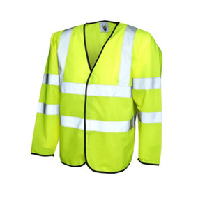 Uneek - Unisex Long Sleeve Safety Waist Coat - Long Sleeve - Yellow - Size 2XL
