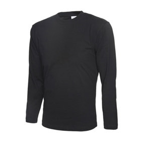 Uneek - Unisex Long Sleeve T-shirt - Reactive Dyed - Black - Size 2XL
