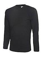 Uneek - Unisex Long Sleeve T-shirt - Reactive Dyed - Black - Size 3XL