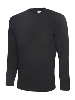 Uneek - Unisex Long Sleeve T-shirt - Reactive Dyed - Black - Size XL